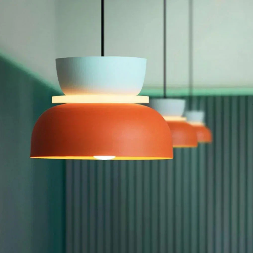 Stacked Bowl Hanging Lamp with Matte Finish - Nordic Geometric Style