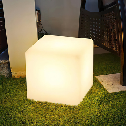 LED Cube Side Table and Glowing Accent Light - Modern Geometric