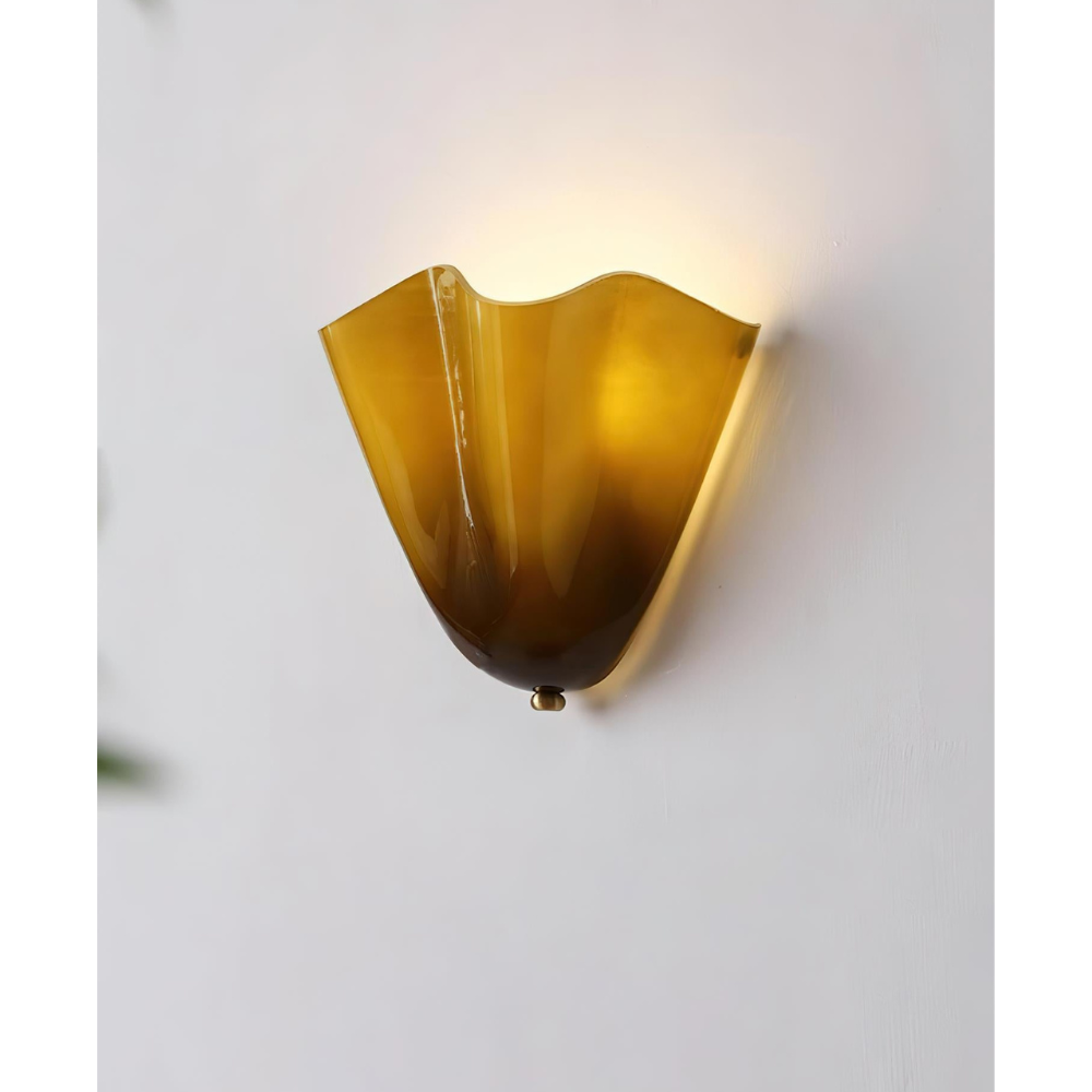 Modern Ruffled Glass Wall Sconce - Organic Blooming Flower Wall Lamp