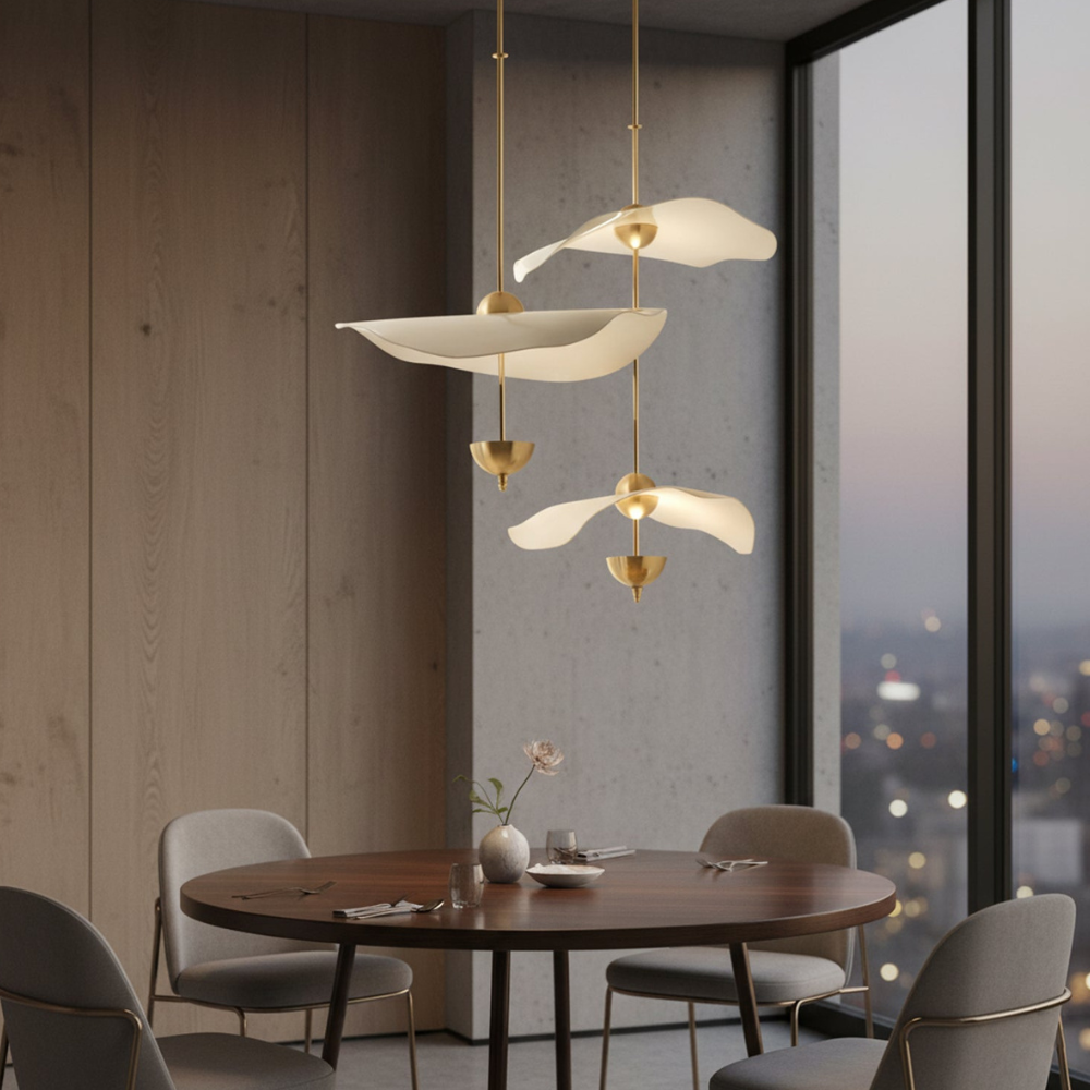 Modern Wavy Wing Pendant Light - Sculptural Floating Ribbon Hanging Lamp