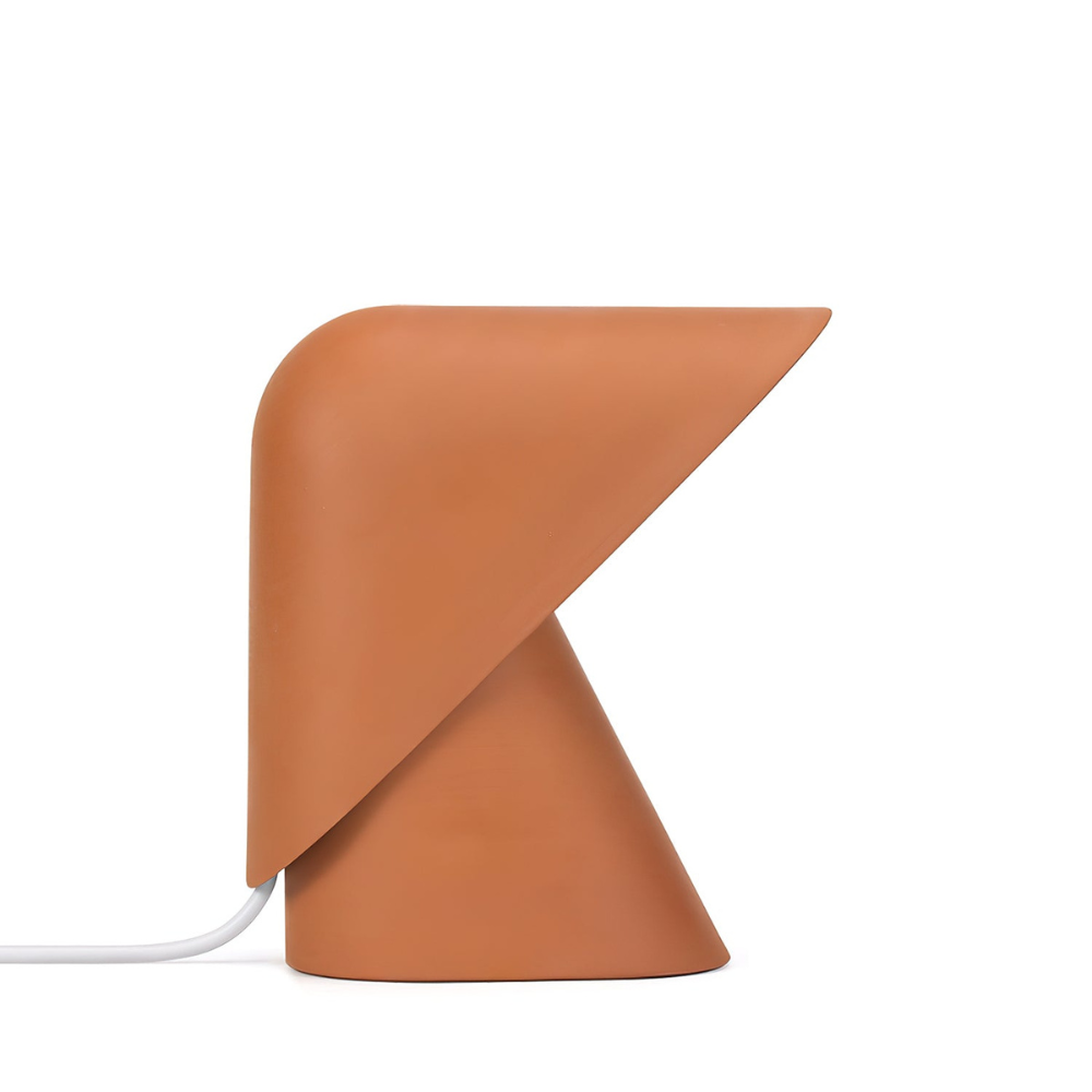 Metal Shield Table Lamp with Matte Resin Base - Nordic Desk Lighting