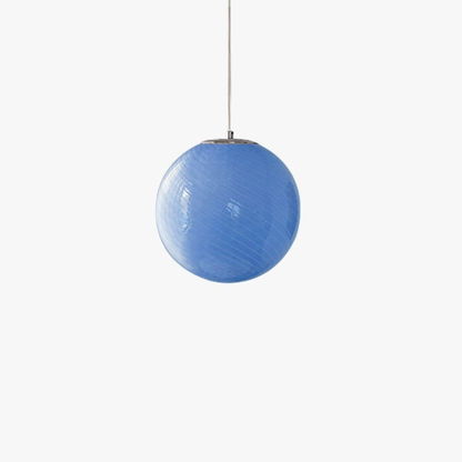 Colored Glass Globe Hanging Lamp with Swirled Pattern Modern Style