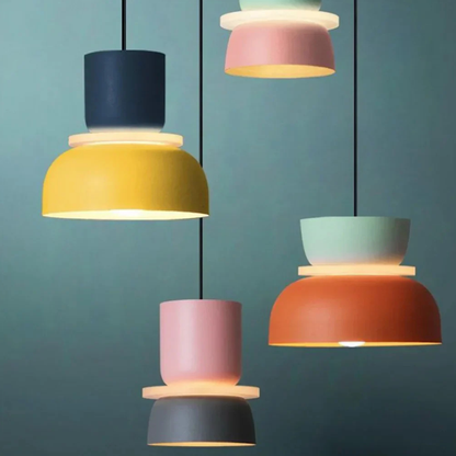 Stacked Bowl Hanging Lamp with Matte Finish - Nordic Geometric Style