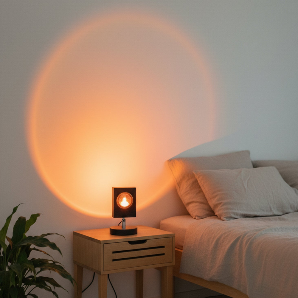 Modern Sunset Projector Lamp - Architectural Halo Mood Light for Photography
