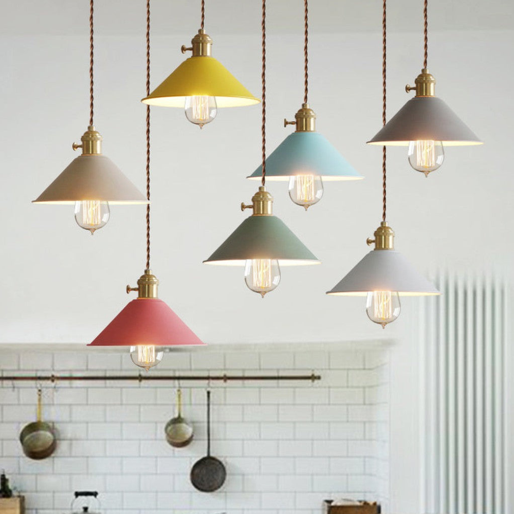 Modern Brass-Neck Cone Pendant Light - Vibrant Matte Industrial Pendant Lights