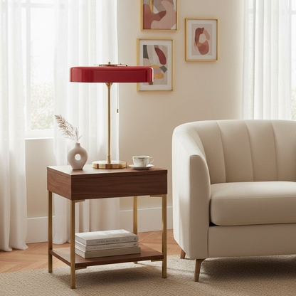 Spun Metal Table Lamp with Pull Chain and Acrylic Diffuser - Industrial