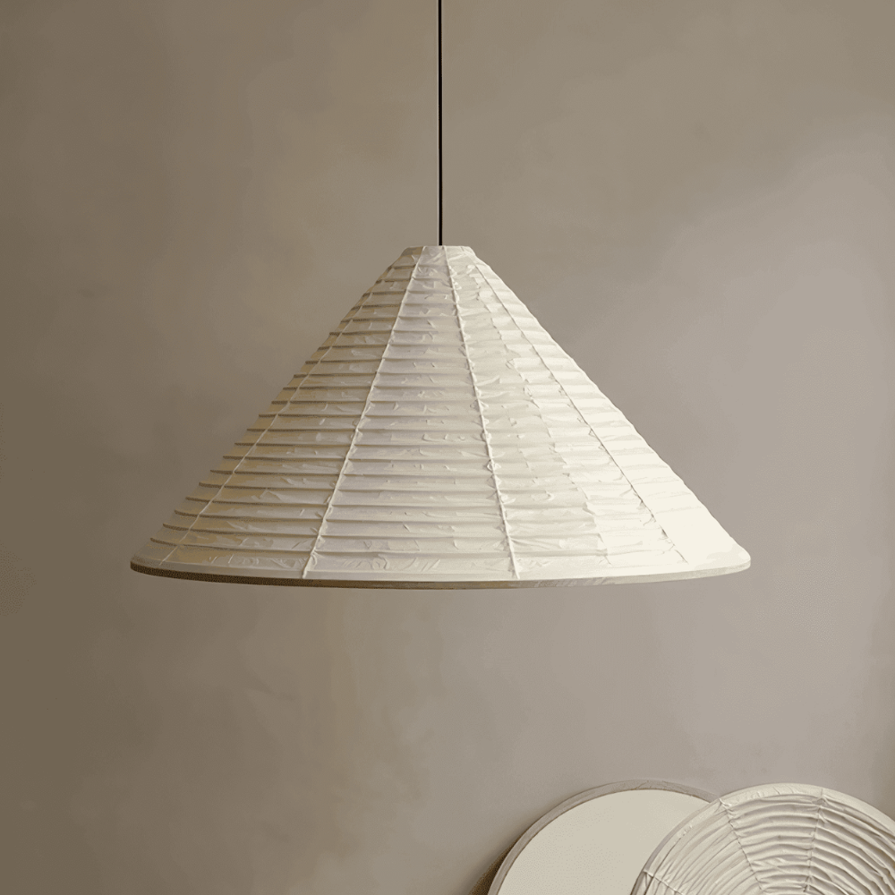 Japanese Washi Paper Pyramid Pendant Light - Japandi Style Decor