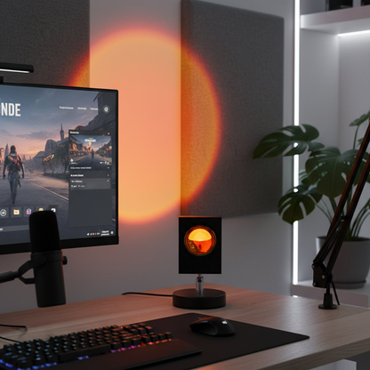 Modern Sunset Projector Lamp - Architectural Halo Mood Light for Photography