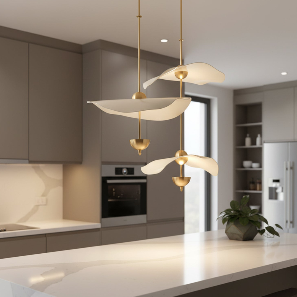 Modern Wavy Wing Pendant Light - Sculptural Floating Ribbon Hanging Lamp