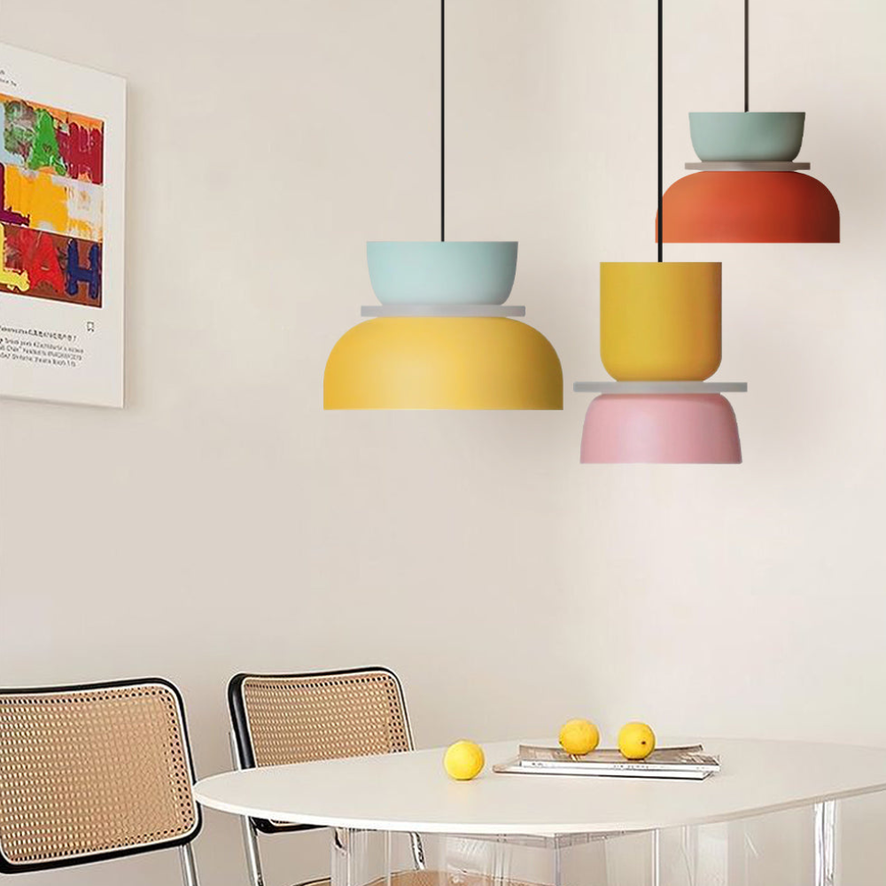 Stacked Bowl Hanging Lamp with Matte Finish - Nordic Geometric Style