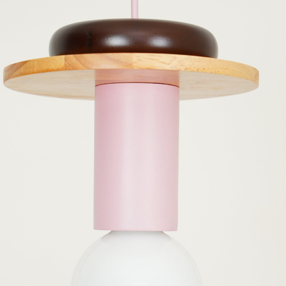 Nordic Geometric Wood Pendant Light - Modern Hand-Turned Orbital Hanging Lamp