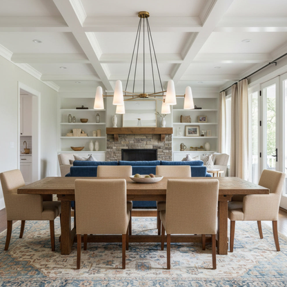 Chandelier with Conical Glass Shades and Metallic Frame - Modern Mid Century