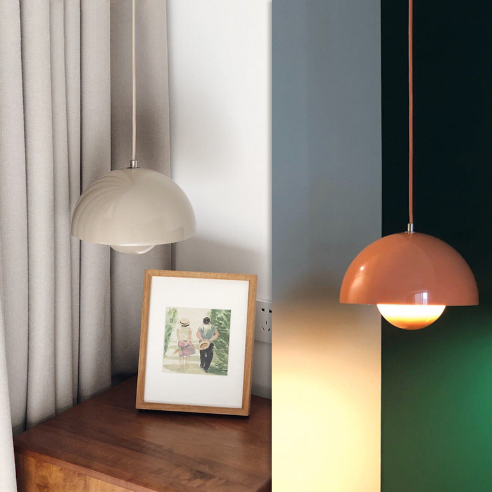 Pendant Light with Nested Dome Metal Shades - Mid Century Modern Retro
