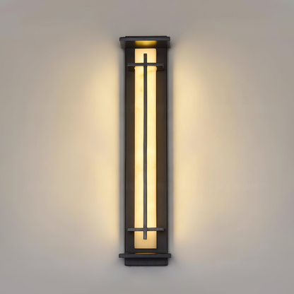 Outdoor LED Porch Lights with Faux Alabaster Column - Modern Mission