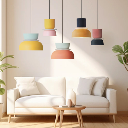 Stacked Bowl Hanging Lamp with Matte Finish - Nordic Geometric Style