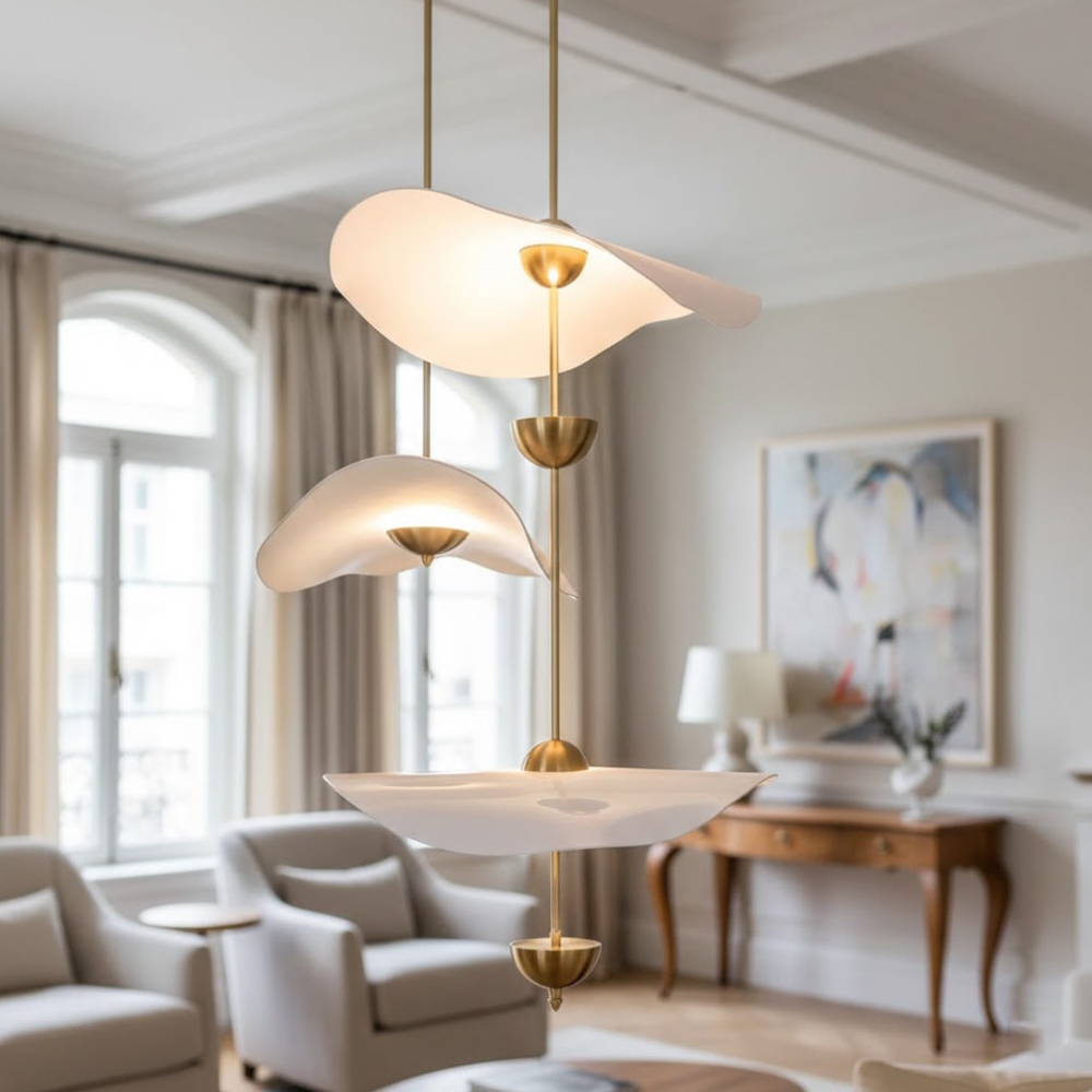 Modern Wavy Wing Pendant Light - Sculptural Floating Ribbon Hanging Lamp