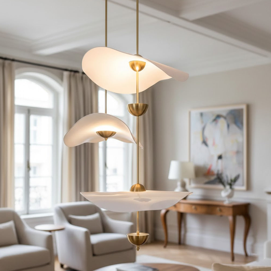 Modern Wavy Wing Pendant Light - Sculptural Floating Ribbon Hanging Lamp