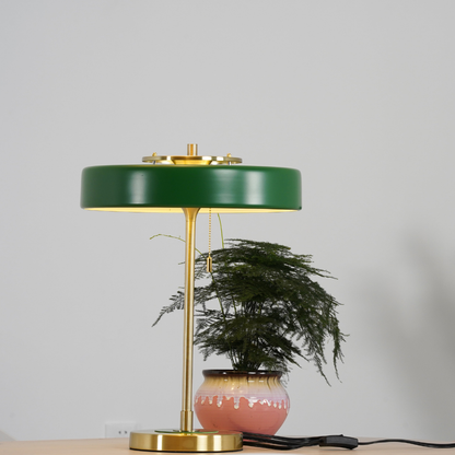 Spun Metal Table Lamp with Pull Chain and Acrylic Diffuser - Industrial