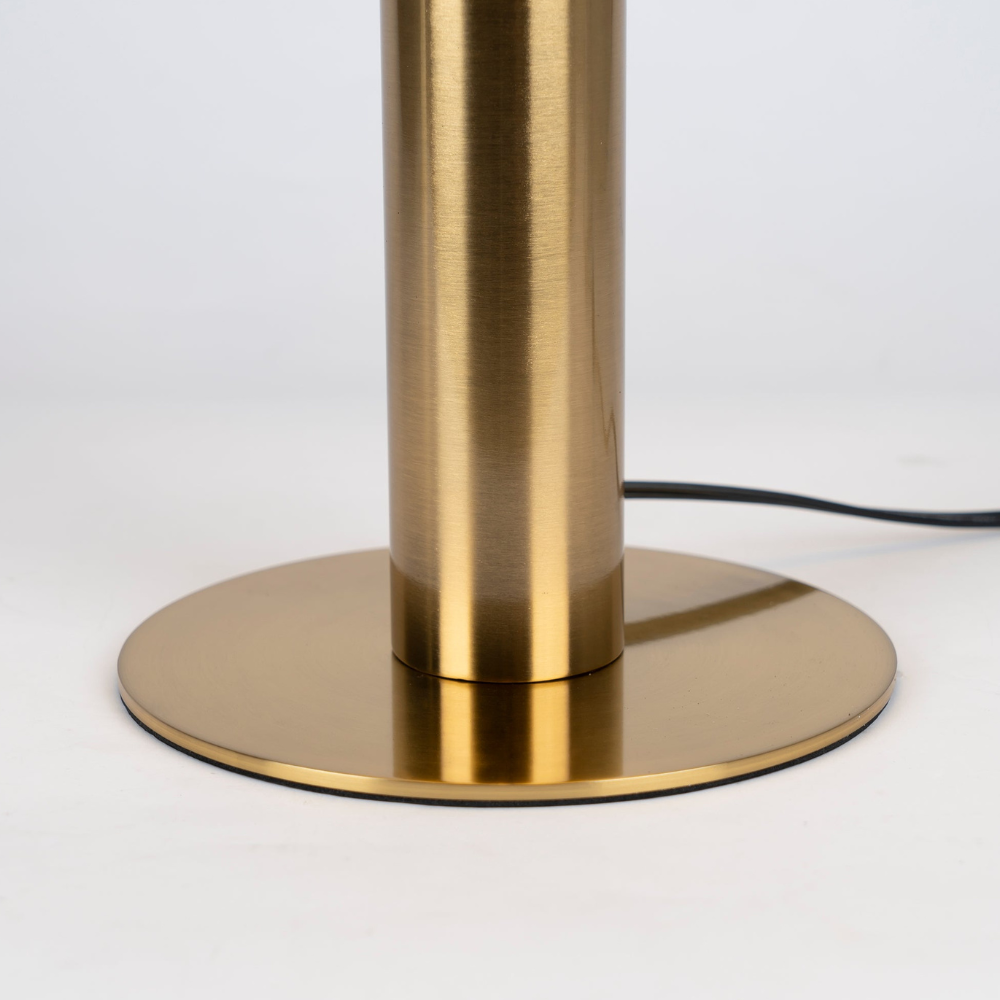 Glass and Alabaster Dome Table Lamp with Metal Base - Mid Century Modern