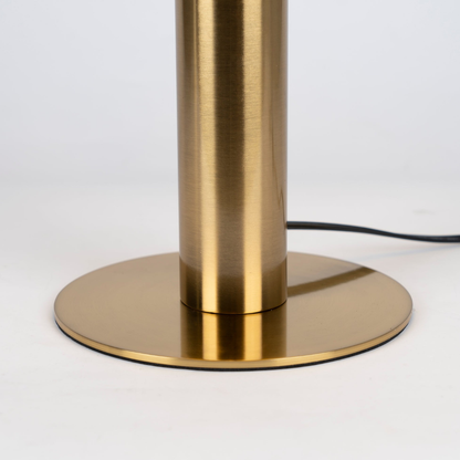 Glass and Alabaster Dome Table Lamp with Metal Base - Mid Century Modern