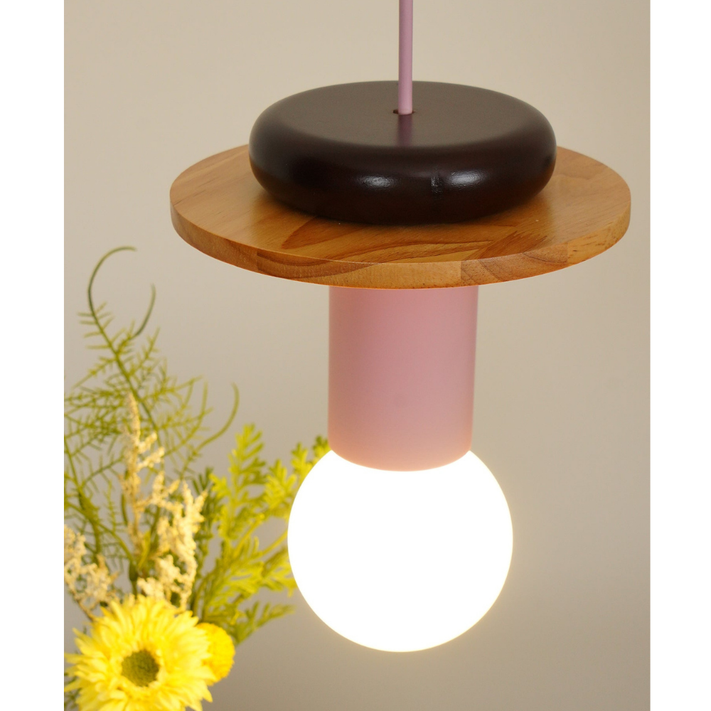 Nordic Geometric Wood Pendant Light - Modern Hand-Turned Orbital Hanging Lamp