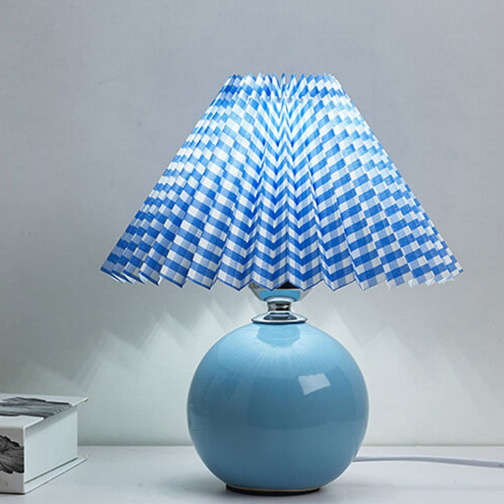 Modern Ceramic Ball Table Lamp with Pleated Mushroom Shade