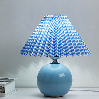Modern Ceramic Ball Table Lamp with Pleated Mushroom Shade