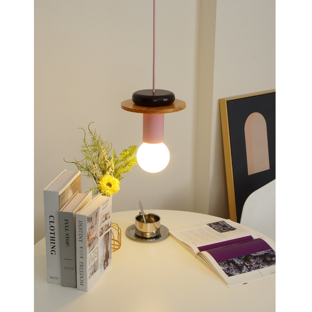 Nordic Geometric Wood Pendant Light - Modern Hand-Turned Orbital Hanging Lamp