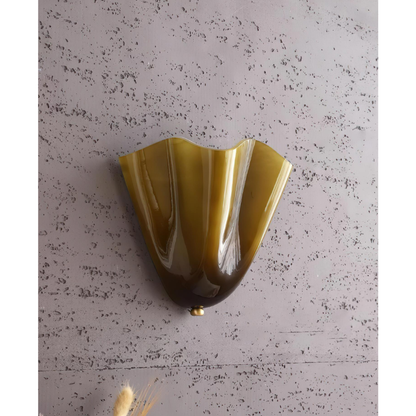 Modern Ruffled Glass Wall Sconce - Organic Blooming Flower Wall Lamp