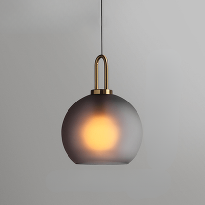 Globe and Capsule Glass Pendant Light with Brass Arch - Modern Style