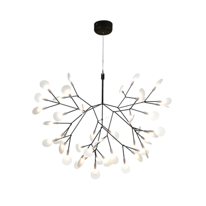 Sputnik Chandelier with Acrylic Firefly Leaves - Modern Botanical Light