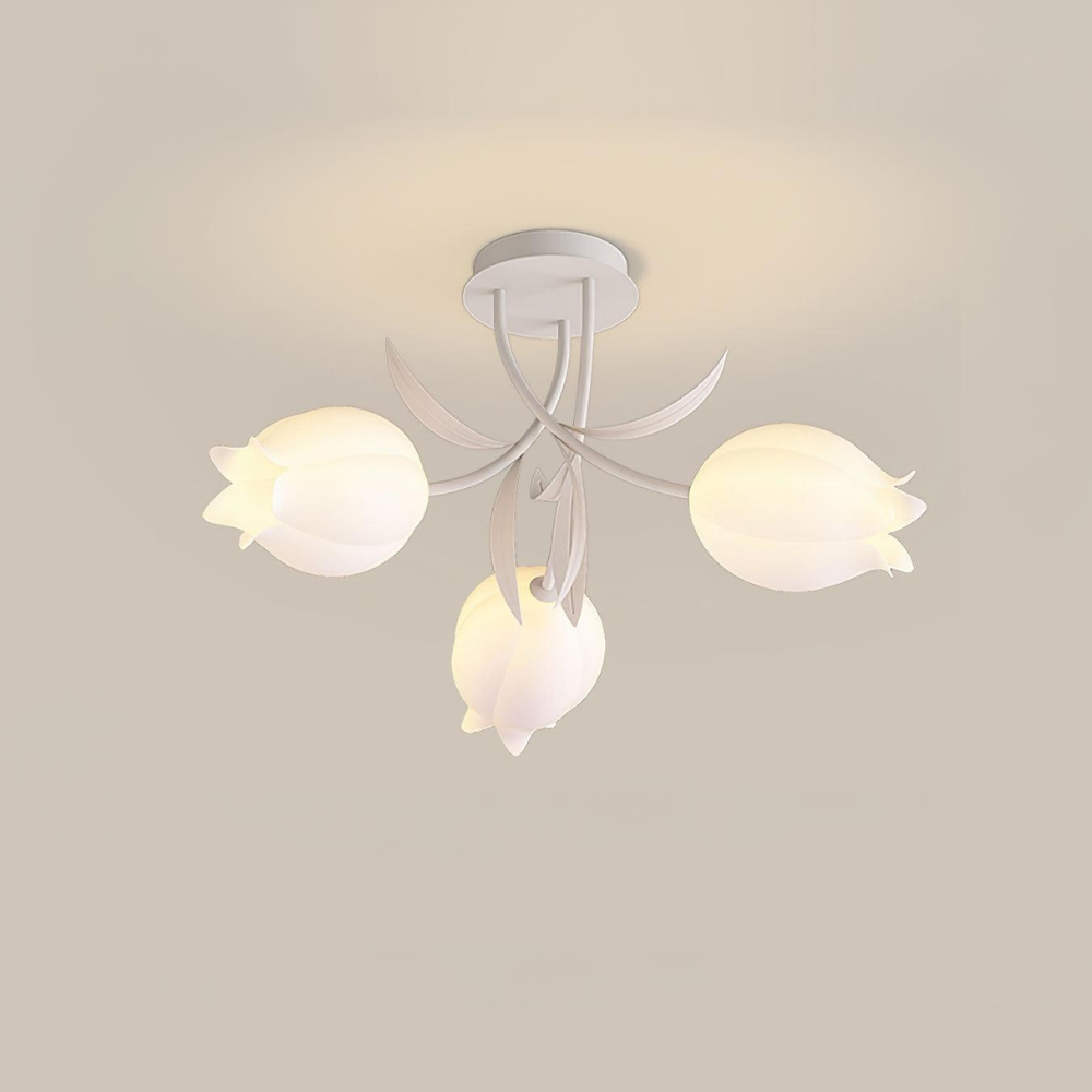 Multi Head Floral Ceiling Fixture with Acrylic Shades - Modern Farmhouse