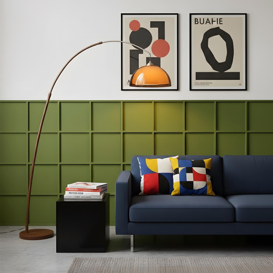 Arc Floor Lamp with Cantilevered Metal Overhanging Arm and Acrylic Dome Shade