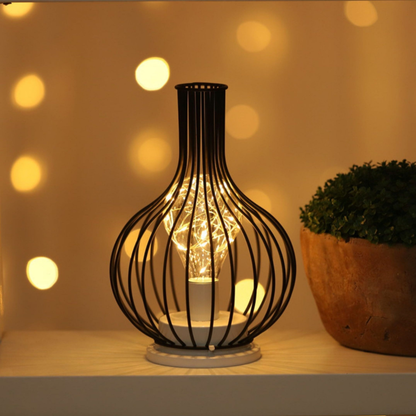 Bottle Shape Decorative Table Lamp with Warm White String Lights - Iron