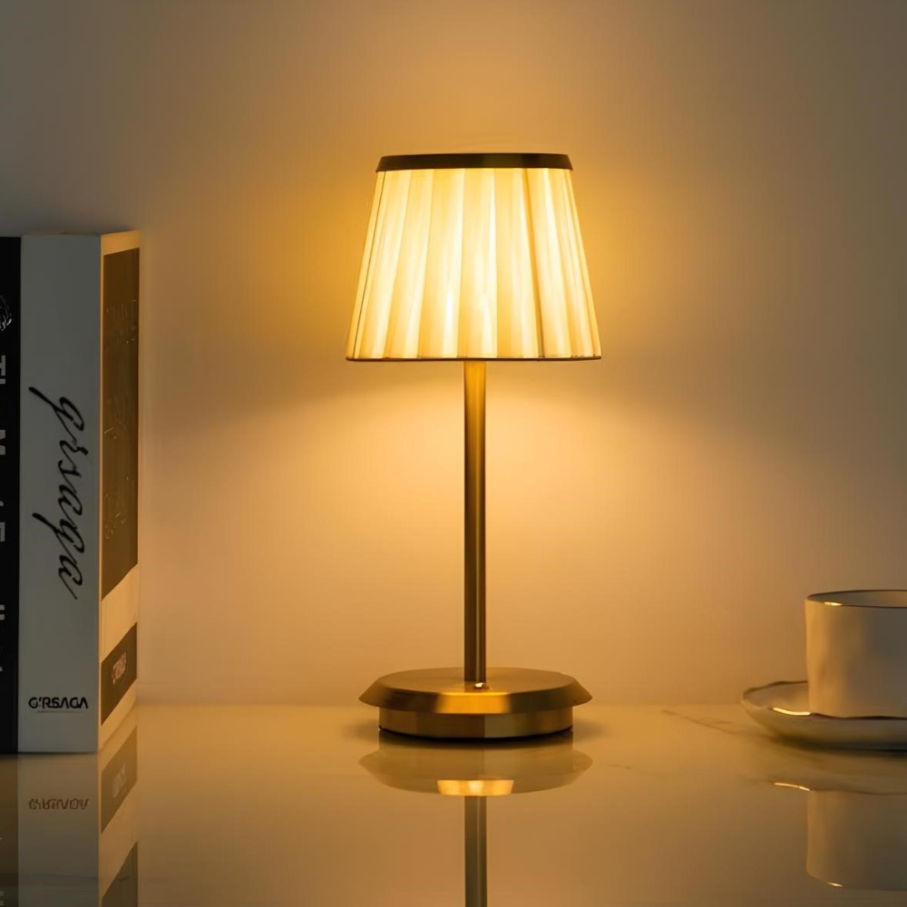 Rechargeable Desk Lamp with Iron Base - Portable Art Deco Style
