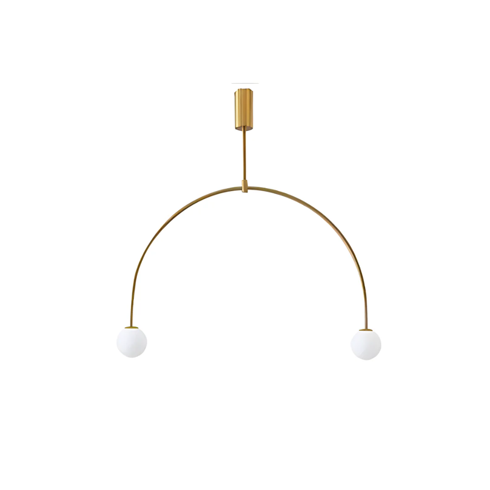 Chandelier with Arched Metal Frame and Glass Globes - Modern Mid Century