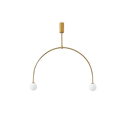 Chandelier with Arched Metal Frame and Glass Globes - Modern Mid Century