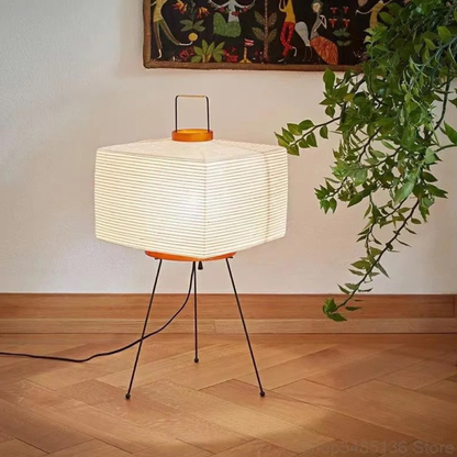 Floor Lamp with Rice Paper Shade and Tripod Legs - Modern Japanese Style