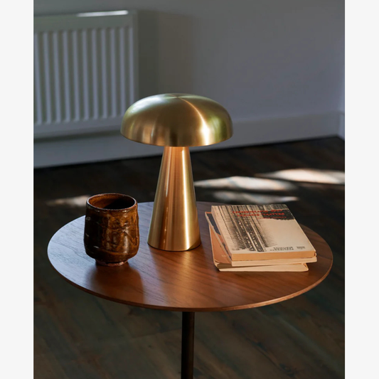 Mushroom Table Lamp with Metal Dome Shade - Modern Mid Century