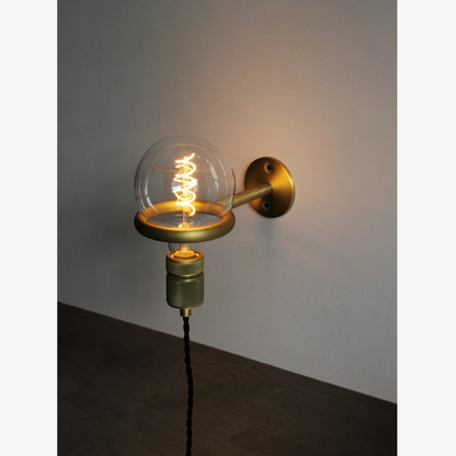 Architectural Circular Wall Light Bracket - Minimalist Industrial Braided Cord Lamp
