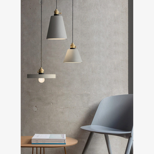 Modern Concrete Geometric Pendant Light - Industrial Cement Silhouette Hanging Lamp