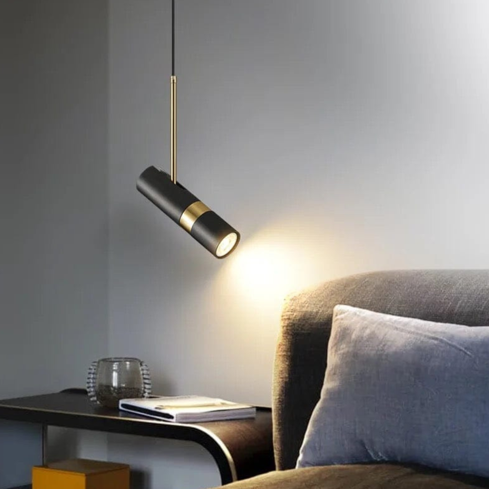Adjustable Directional Hanging Lamp with Metallic Band - Modern Minimalist