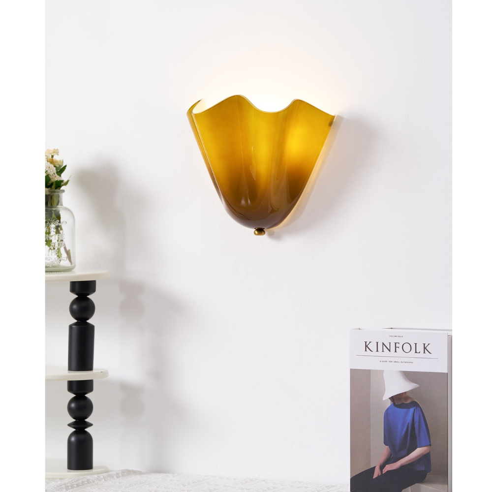 Modern Ruffled Glass Wall Sconce - Organic Blooming Flower Wall Lamp
