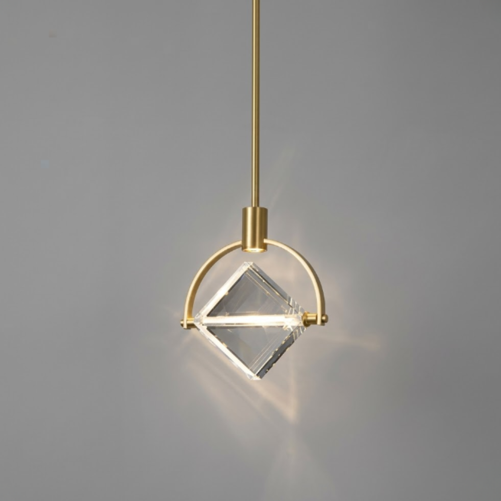 Faceted Crystal Prism Pendant Light - Modern Art Deco Orbital Hanging Lamp
