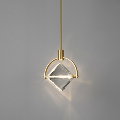 Faceted Crystal Prism Pendant Light - Modern Art Deco Orbital Hanging Lamp