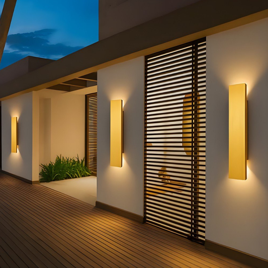 Permanent Outdoor House Lights with Vertical Offset Panel - Modern Minimalist