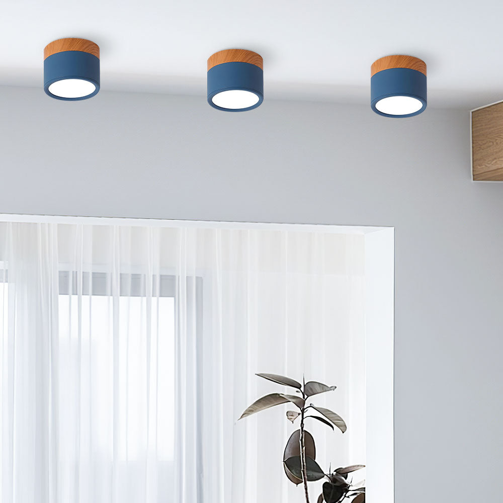 Button Wood Ceiling Light