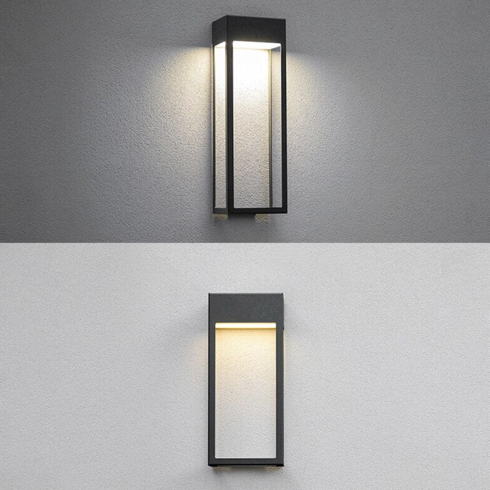 Modern Geometric Outdoor Wall Sconce - LED Linear Rectangular Lantern
