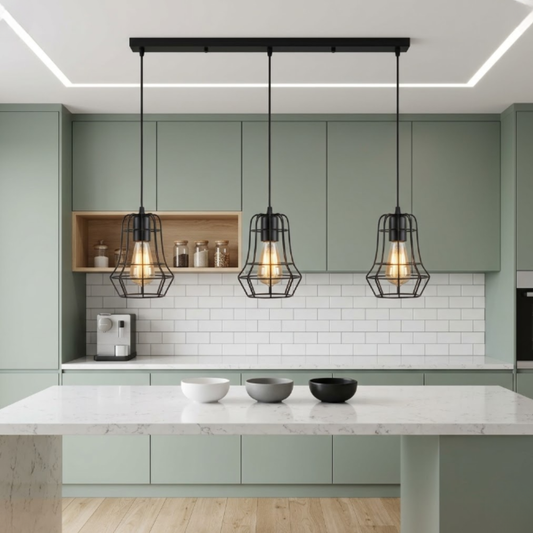 Modern Wire Cage Pendant Light - Geometric Industrial Exposed Bulb Pendant Lights