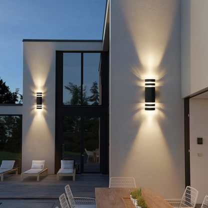 Modern Outdoor Black Box LED Wall Light - Up Down Sconce